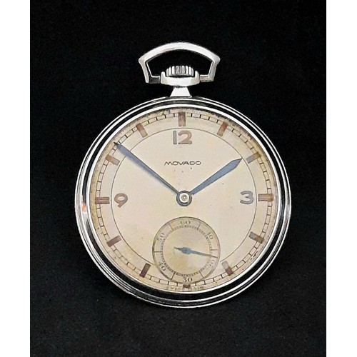 350 - Movado Swiss Mechanical Military Pocket Watch Circa 1940's