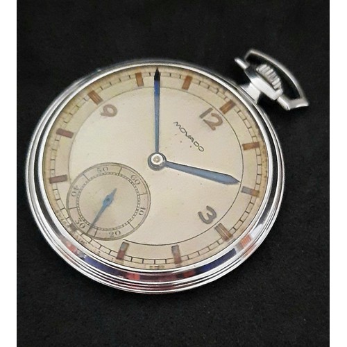 350 - Movado Swiss Mechanical Military Pocket Watch Circa 1940's