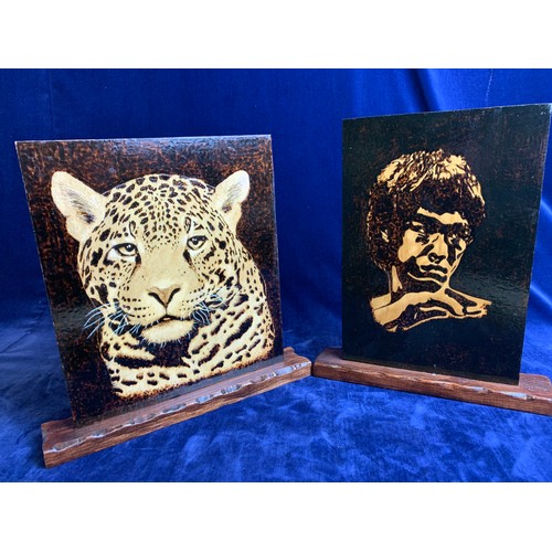 82 - Cheetah and Bruce Lee Burned Wood Pictures