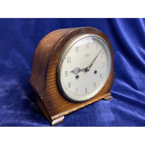 25 - Vintage Smiths Enfield Striking Oak Mantle Clock