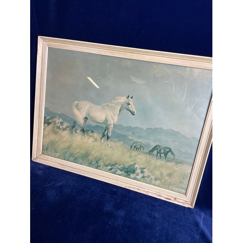 87 - Mid Century White Horse Print