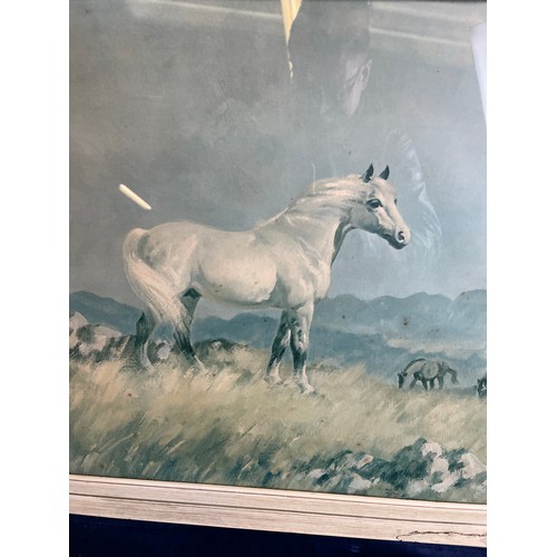 87 - Mid Century White Horse Print