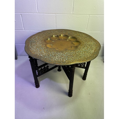 159 - Vintage Ornate Large Brass Tray Table