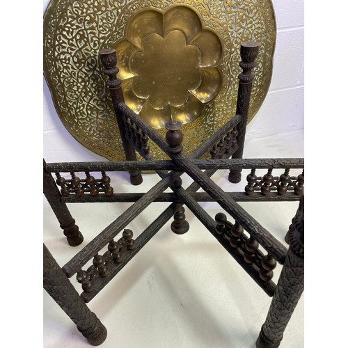 159 - Vintage Ornate Large Brass Tray Table