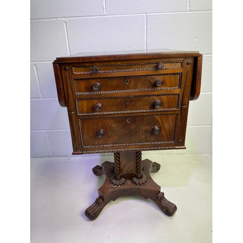 155 - Antique Pedestal Drop Leaf End Table