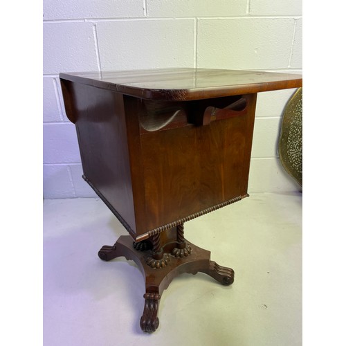 155 - Antique Pedestal Drop Leaf End Table