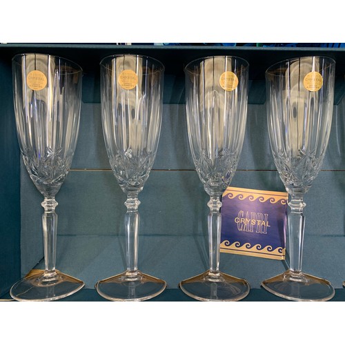 Vintage Unused Italian Capri 24% Lead Crystal Champagne Flutes