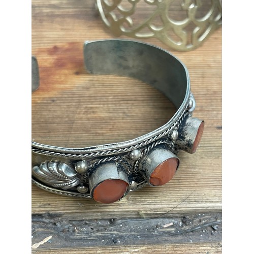 64 - Four Vintage Cuff Bracelets inc Carnelian