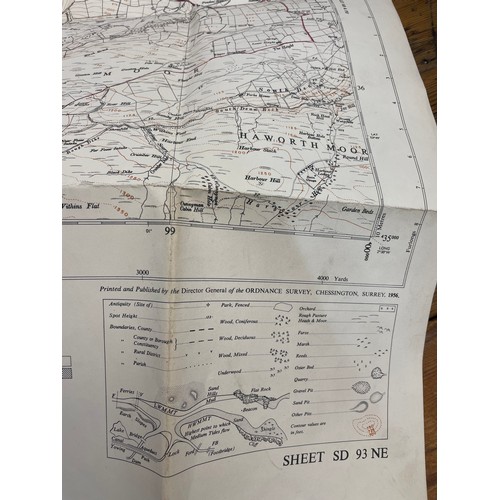 Two 1950s Ordnance Survey Maps Inc Haworth Moor 