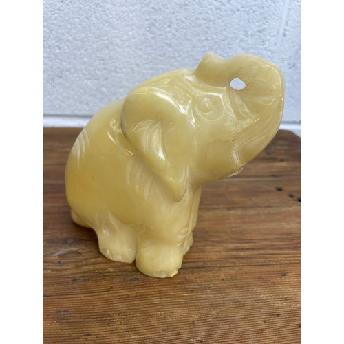 302 - Vintage Calcite Elephant Carving