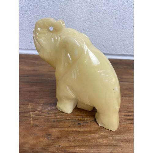 302 - Vintage Calcite Elephant Carving