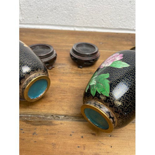 259 - Pair of Quality Cloisonne Vases on Stands