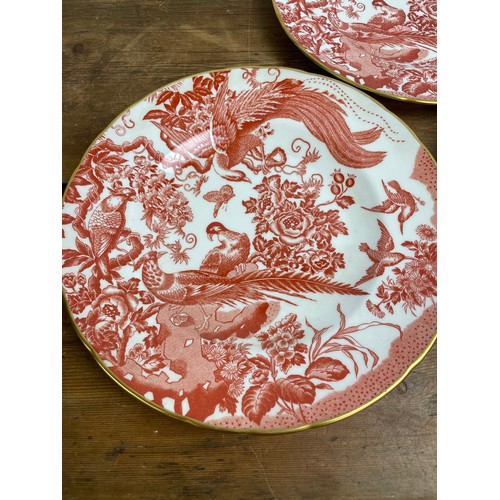 271 - 3 Royal Crown Derby Plates Red Aves