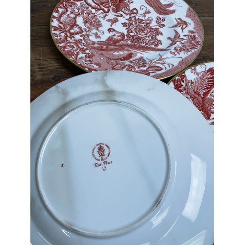 271 - 3 Royal Crown Derby Plates Red Aves