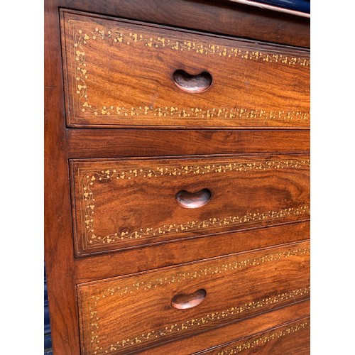 93A - Delightful Pakistani Rosewood Chest of Drawers with Inlaid Brass Detail