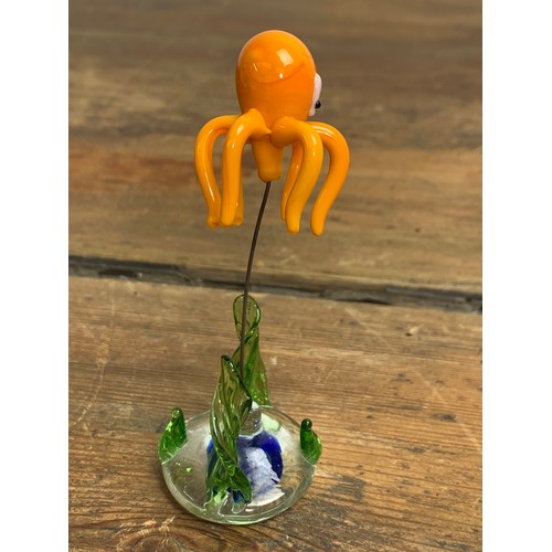 203 - Murano Art Glass Orange Octopus