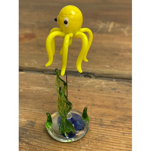 204 - Murano art Glass Yellow Octopus