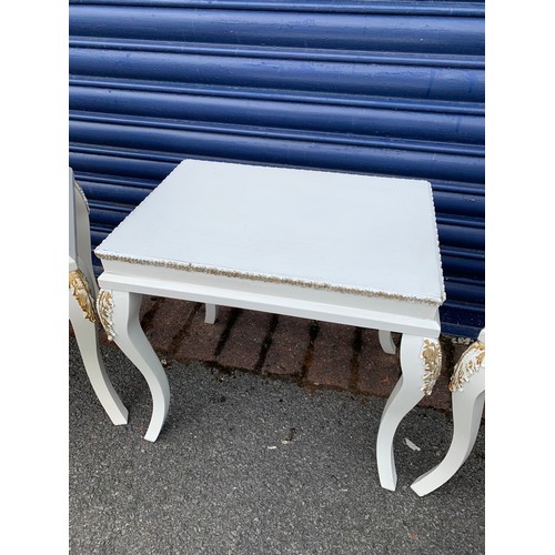 84 - Vintage white with gold tone beading - bedside tables and small table