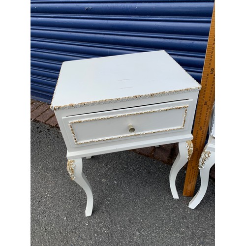 84 - Vintage white with gold tone beading - bedside tables and small table