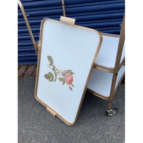 364 - Mid century three tier trolley with removable serving tray