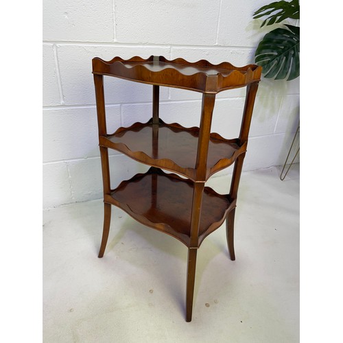 122 - Three Tier Etagere with Scalloped Galleries & Splayed Feet