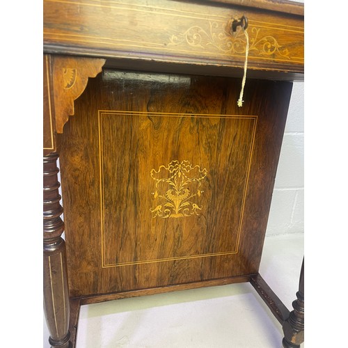 95 - Edwardian Davenport Desk with Inlay Detail & Brass Gallery