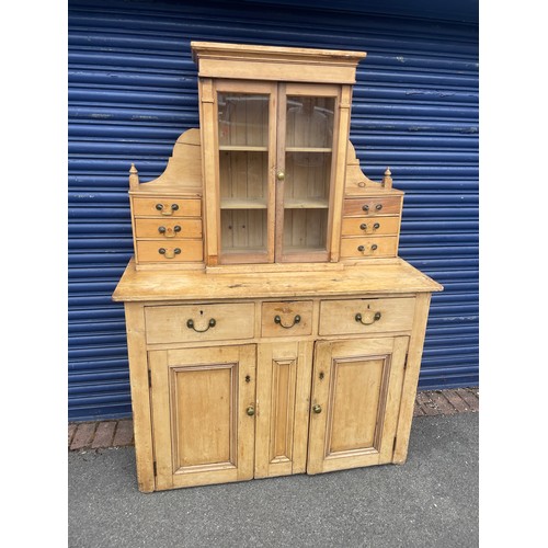 103 - Large Antique Pine Glazed Dresser