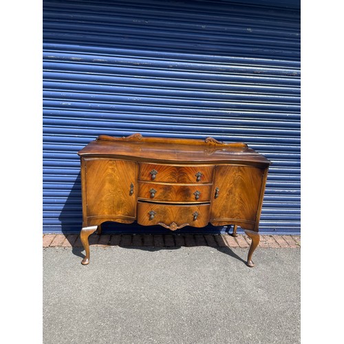 106 - Queen Anne Style Burr Walnut Serpentine Sideboard