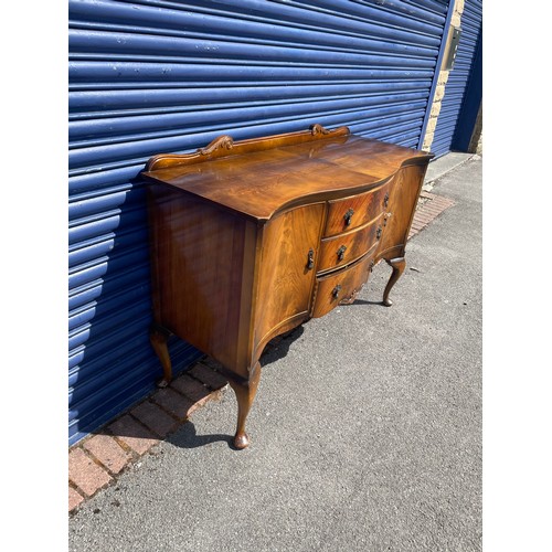 106 - Queen Anne Style Burr Walnut Serpentine Sideboard