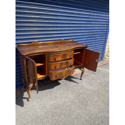 106 - Queen Anne Style Burr Walnut Serpentine Sideboard