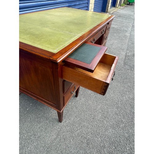 133 - Large Cooke's of Finsbury Leather Top Desk 152cm wide 91.5cm Deep