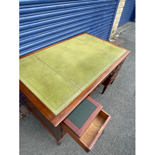 133 - Large Cooke's of Finsbury Leather Top Desk 152cm wide 91.5cm Deep