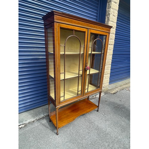 134 - Beautiful Edwardian Display Cabinet With Key 180cm Tall 107cm Wide 35.5cm Deep