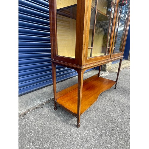 134 - Beautiful Edwardian Display Cabinet With Key 180cm Tall 107cm Wide 35.5cm Deep