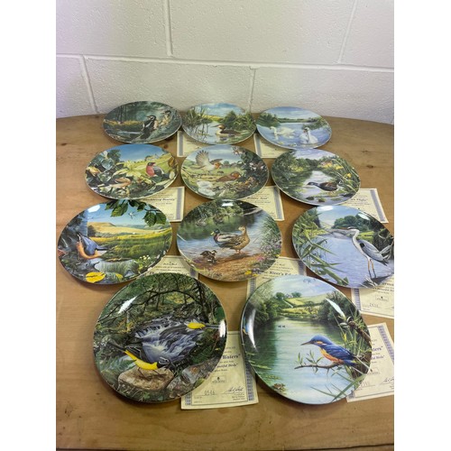 155 - 11x Wedgwood Bird Picture Plates For Danbury Mint with COAs