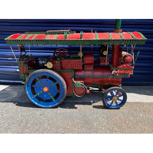 369 - Huge Bespoke Build Meccano Showmans Electric Traction Engine - 80cm Long! The basic design of this t... 