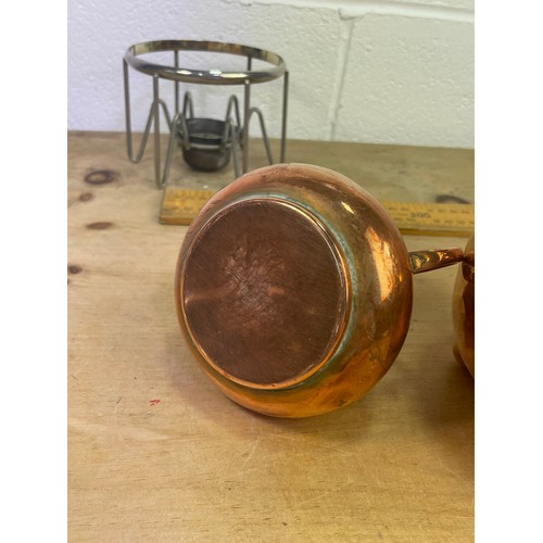 392 - Small Copper Kettle on Warming Stand & Tagus Sugar Bowl