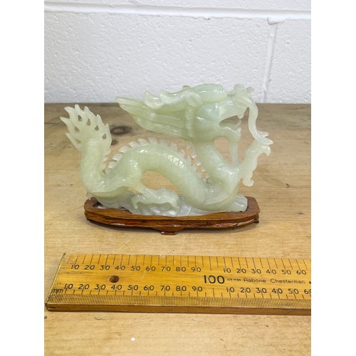 307 - Hand Carved Jade Serpentine Dragon Figurine