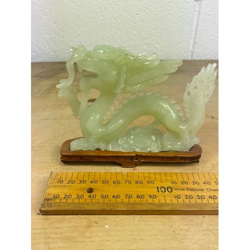 307 - Hand Carved Jade Serpentine Dragon Figurine