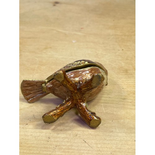 317 - Small Enamelled Brass Bird Trinket Box