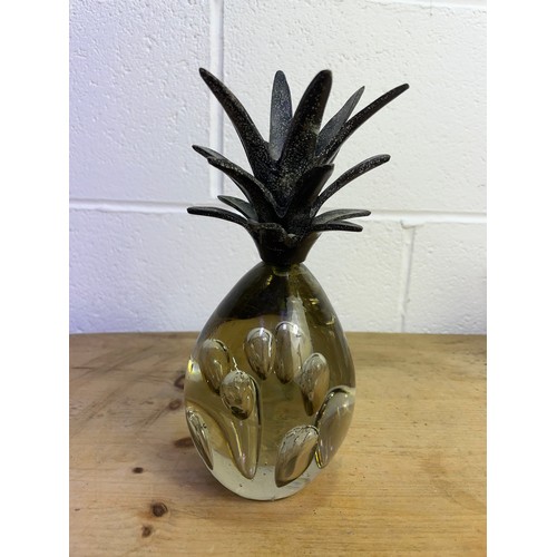 318 - Controlled Bubble Dump Glass Pineapple Paperweight