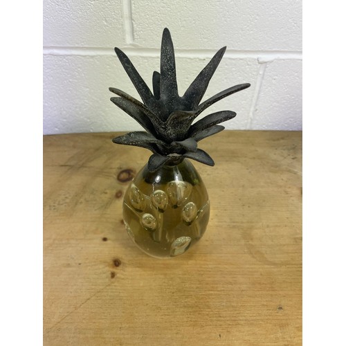 318 - Controlled Bubble Dump Glass Pineapple Paperweight