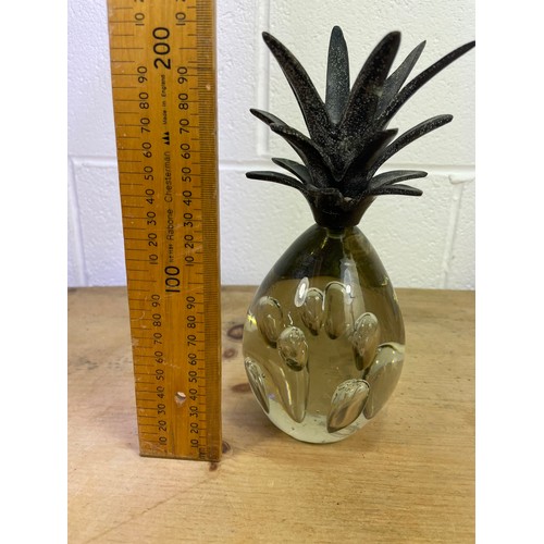 318 - Controlled Bubble Dump Glass Pineapple Paperweight