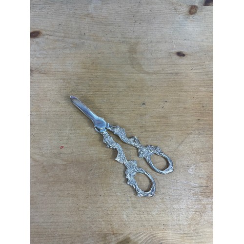 324 - Antique Silver Plate Grape Scissors