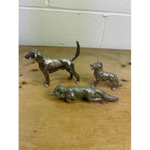 331 - Group Of Silver Plated Animals, Dogs & Fox