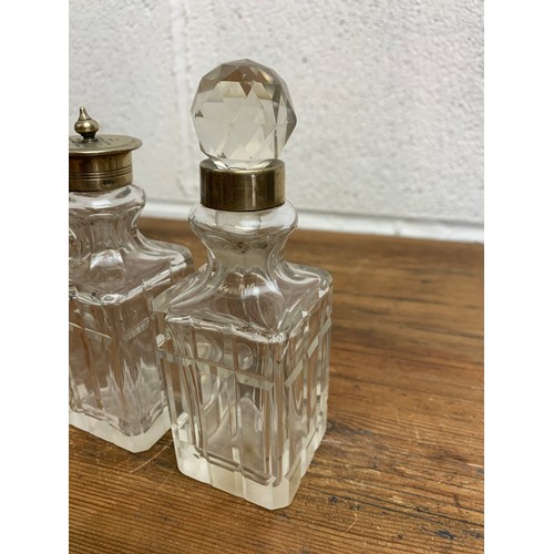 187 - Antique cut glass cruet items