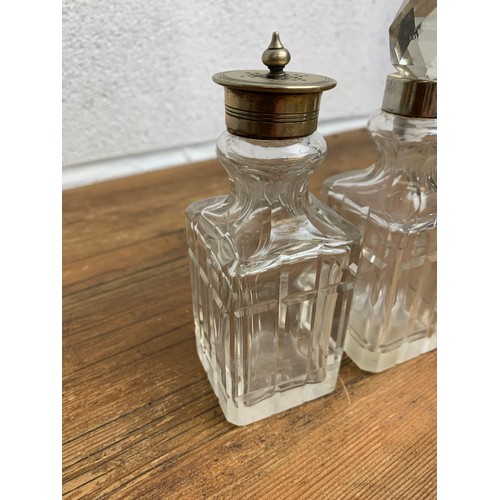 187 - Antique cut glass cruet items