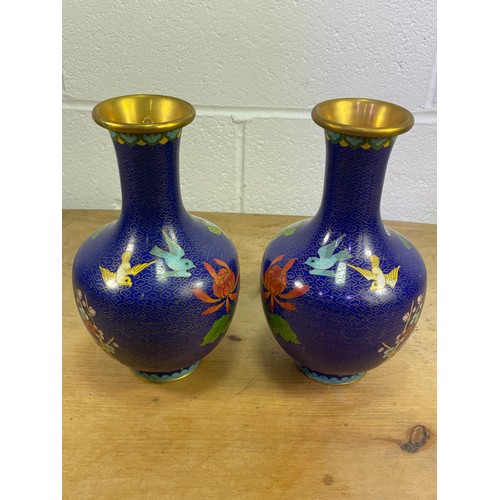 421 - Pair of Vintage Cloisonne Vases