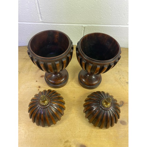 408 - Pair of Vintage Mahogany Knife / Cutlery Urns