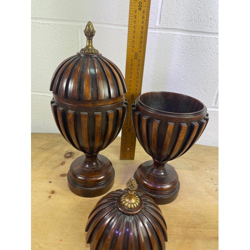 408 - Pair of Vintage Mahogany Knife / Cutlery Urns